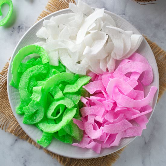 Candied Coconut Ribbons - Recipe photo by scruffandsteph