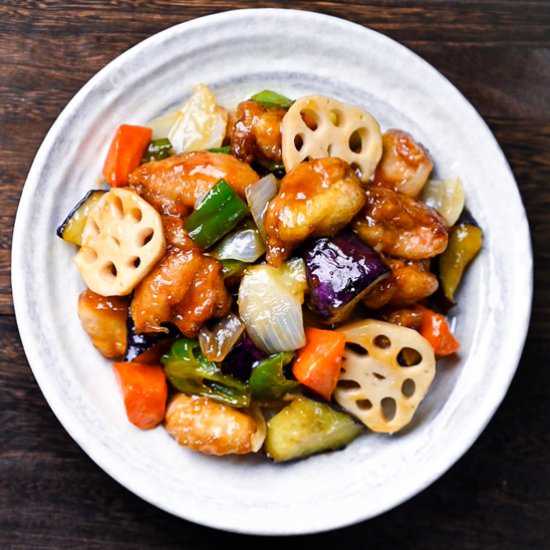 Black Vinegar Sweet & Sour Chicken - Recipe photo by Sudachi Recipes
