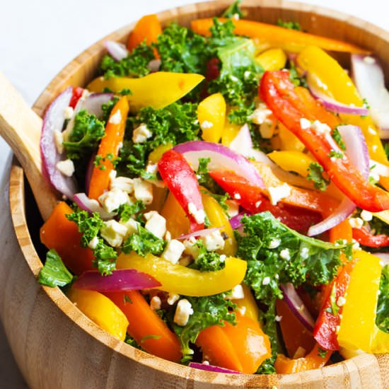 Marinated 3 Pepper Kale Salad - Recipe photo by RandaDerkson