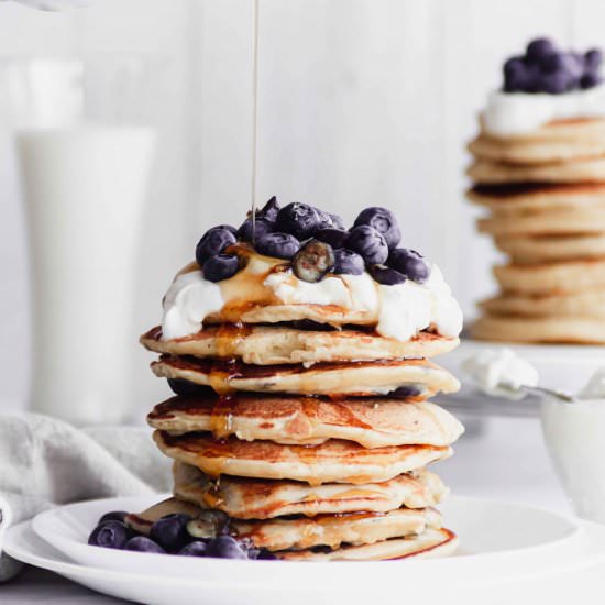 Blueberry Lemon Ricotta Pancakes - Recipe photo by FlouringKitchen