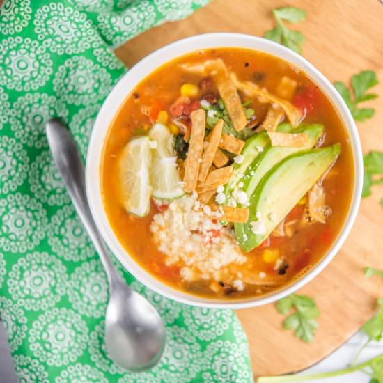 Easy, Healthy Chicken Tortilla Soup - Recipe photo by cuisineandtravel