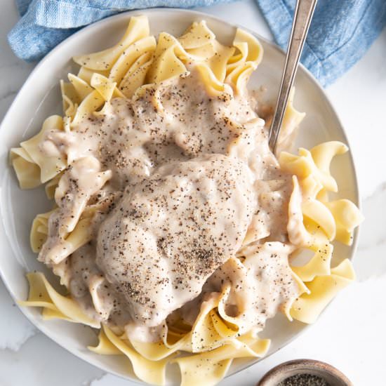 Dad’s Cream of Mushroom Pork Chops - Recipe photo by theforkedspoon
