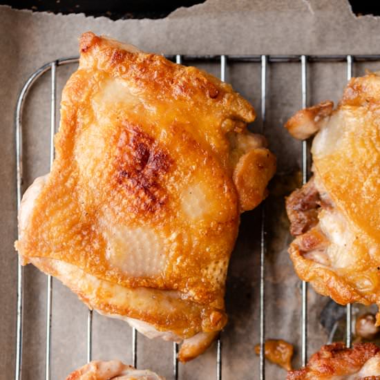 Crispy Chicken Thighs - Recipe photo by chelseajoyeats