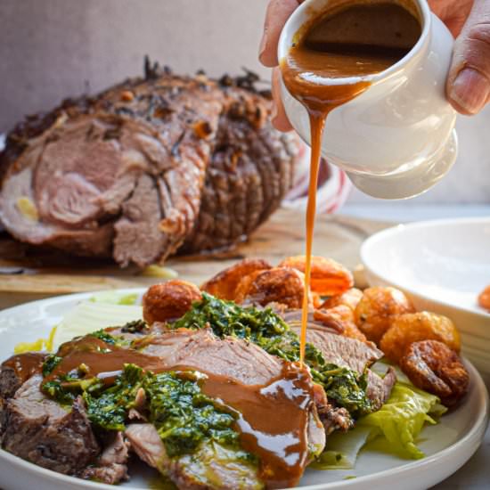 Roast Lamb and Mint Chimichurri - Recipe photo by jamjarkitchen