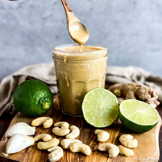 Asian Ginger Cashew Dressing - Recipe photo by No Sweat Vegan