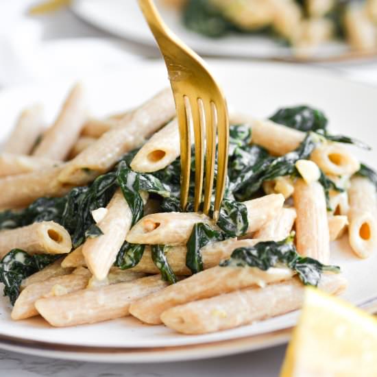 Creamy Garlic Pasta with Kale - Recipe photo by earthly provisions