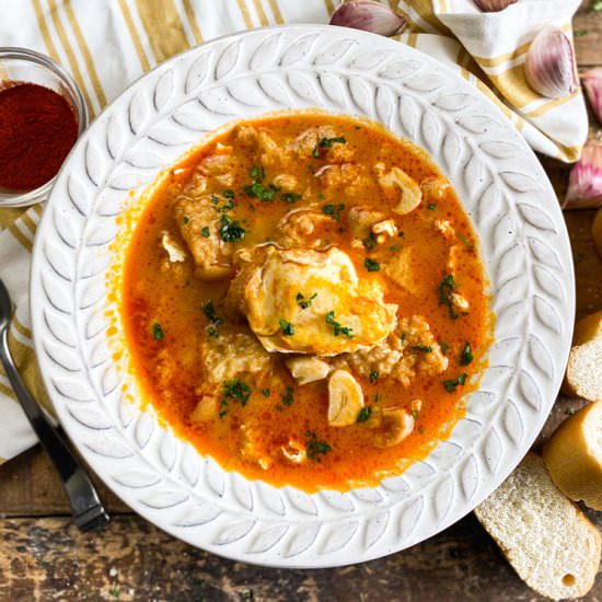 Spanish Bread & Garlic Soup - Recipe photo by Spain on a Fork