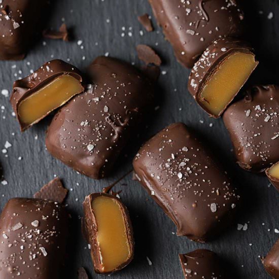 Chocolate Covered Salted Caramels - Recipe photo by The HoneyBee