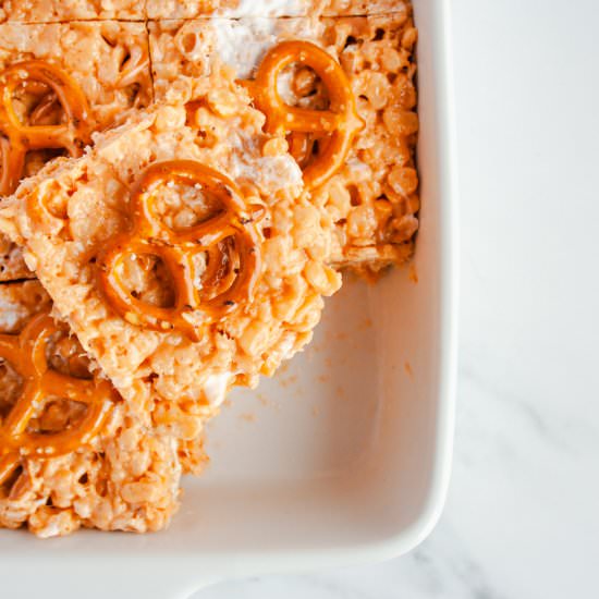 Butterscotch Pretzel Rice Krispies - Recipe photo by the darling apron