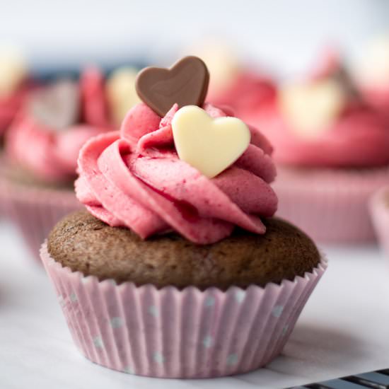 Chilli Cherry Chocolate Cupcakes - Recipe photo by AnushaLovesSpice