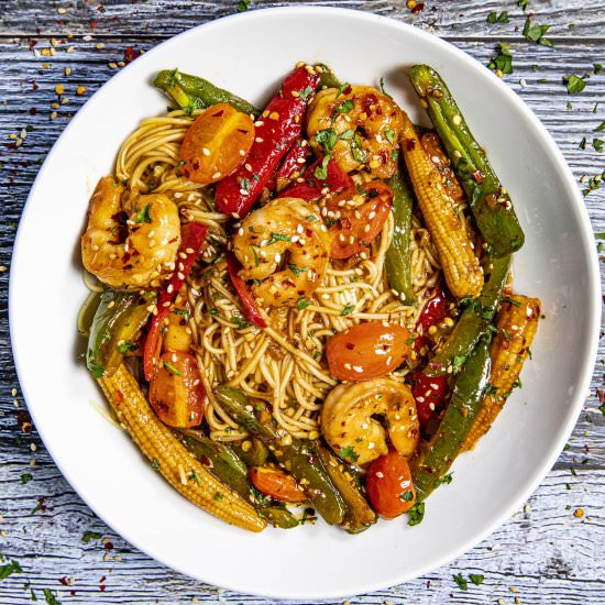 Teriyaki Shrimp Stir Fry - Recipe photo by ChiliPepperMadness