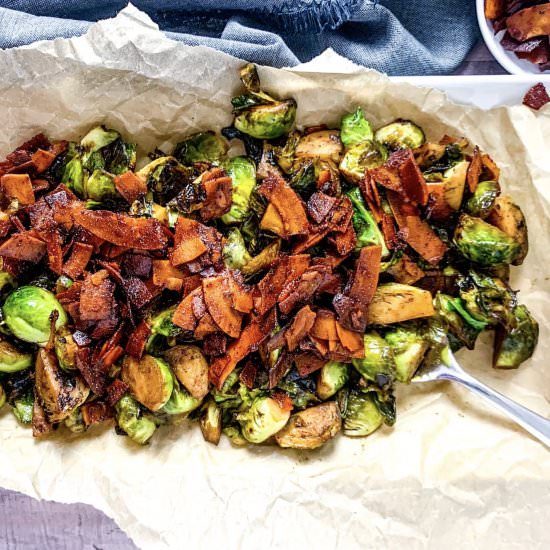 Brussels Sprouts with Coconut Bacon - Recipe photo by girlaboutgreens