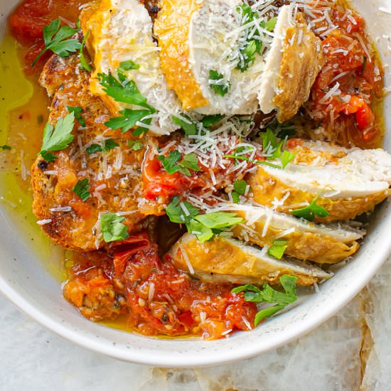 Roast Chicken on Parmesan Toast - Recipe photo by Flaevor