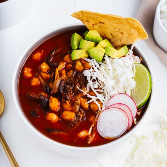 Vegan Pozole Rojo (Red Pozole) - Recipe photo by brokebankvegan