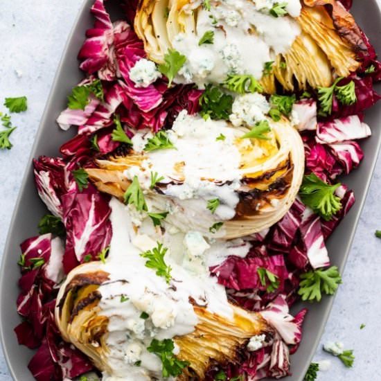 Roasted Cabbage with Blue Cheese - Recipe photo by noshingwiththenolands