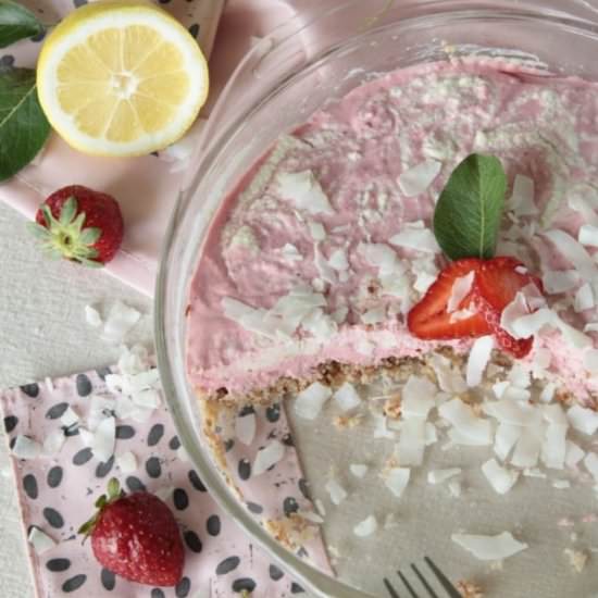 Swirled Vegan Strawberry Cheesecake - Recipe photo by closedloopcooking