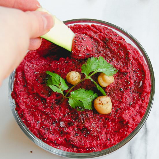 Beet & Sumac Hummus - Recipe photo by Plant-Powered Cooking