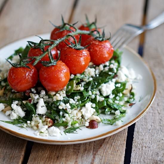 Barley Salad with Braised Tomatoes - Recipe photo by Blueberry Vegan