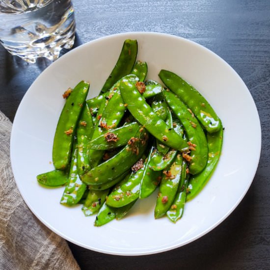 Stir fried snow peas - Recipe photo by greenbowl2soul