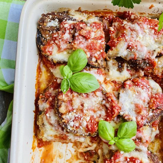 Oven Fried Eggplant Parmesan - Recipe photo by amycaseycooks
