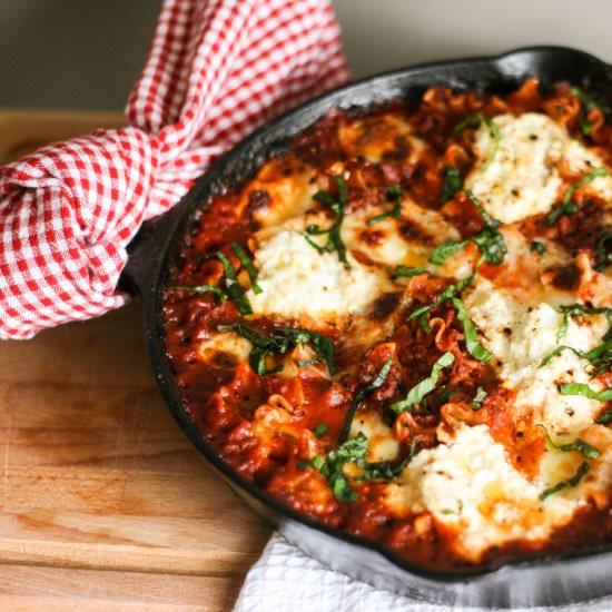 Skillet Baked Lasagna - Recipe photo by HautePepper