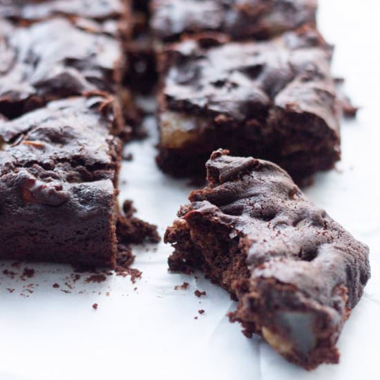 Pear and Walnut Chocolate Brownies - Recipe photo by sweeterthanoats