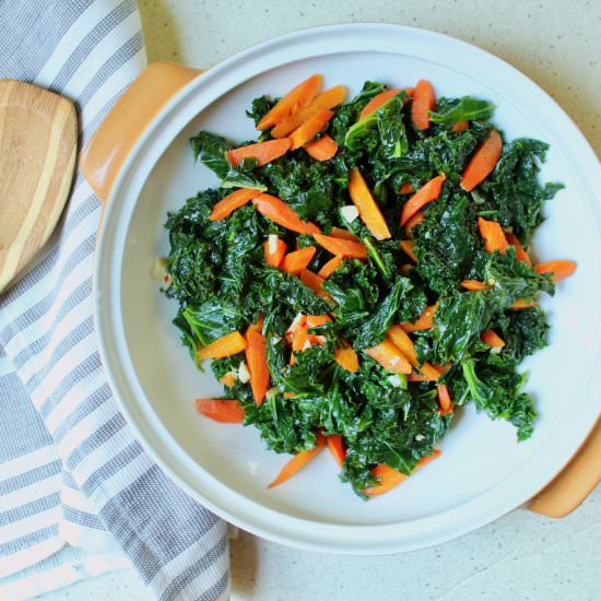 Garlicky Kale and Carrots - Recipe photo by the good eats co