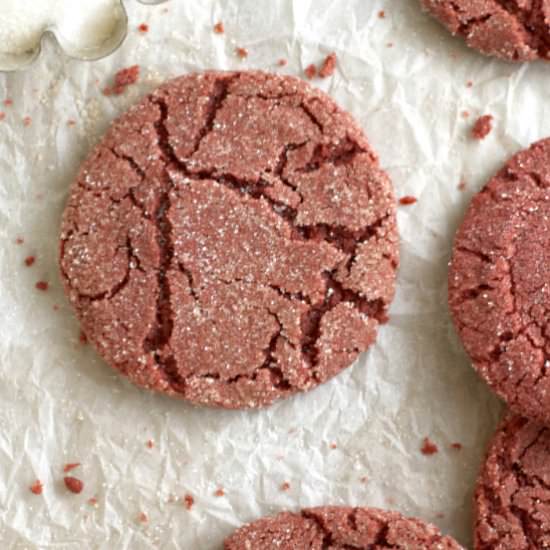 No Chill Red Velvet Sugar Cookies - Recipe photo by TwoSugarBugs