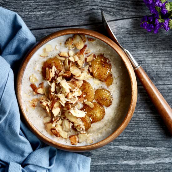 Fonia With Caramelized Bananas - Recipe photo by simmerandsauce
