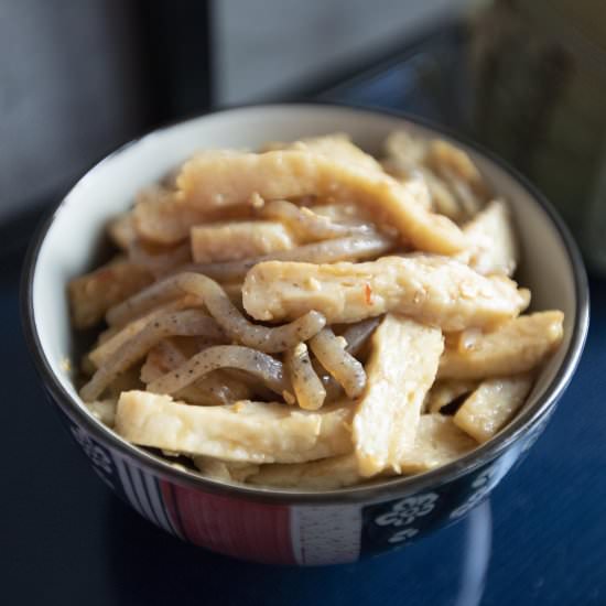 Satsuma age and konjac side dish - Recipe photo by foodmakesmehappy