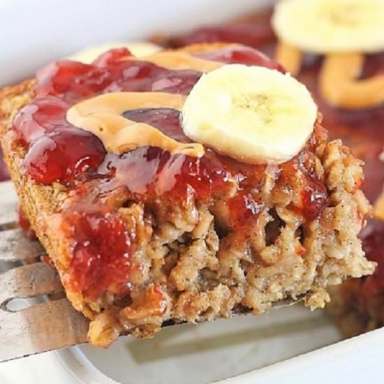 peanut butter and jam baked oatmeal - Recipe photo by nowcookthis