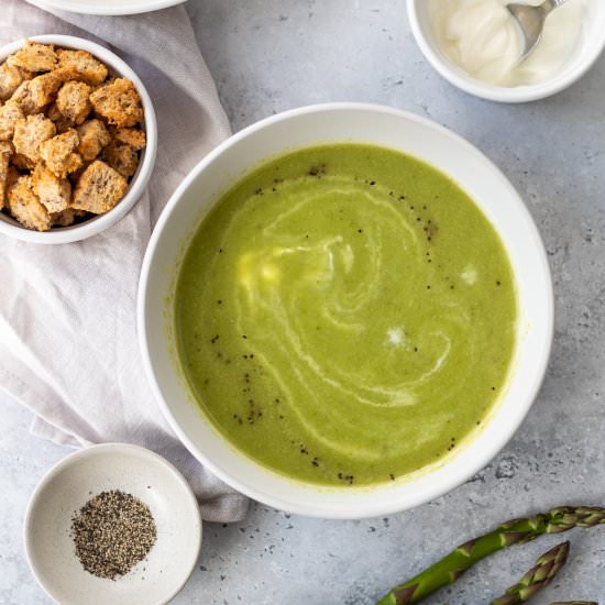 Sugar Snap Pea and Asparagus Soup - Recipe photo by Searchingforspice