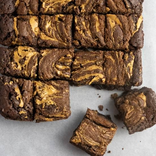 Peanut Butter Swirl Brownies - Recipe photo by Thedessertivore