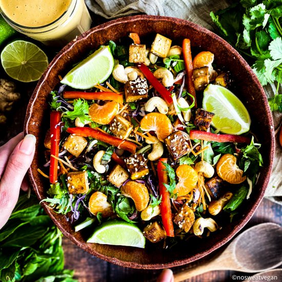 Thai Salad with Sesame-Crusted Tofu - Recipe photo by No Sweat Vegan