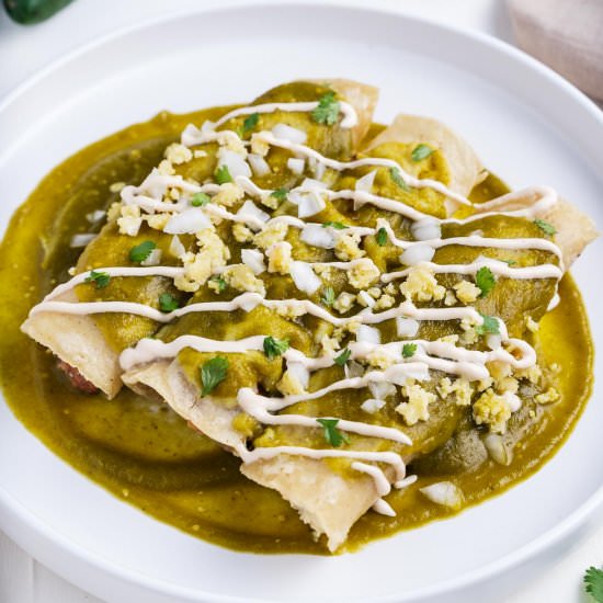 Vegan Enchiladas Verdes - Recipe photo by brokebankvegan