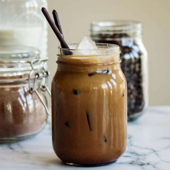 Iced Chocolate Almond Milk Shaken - Recipe photo by Milk and Pop