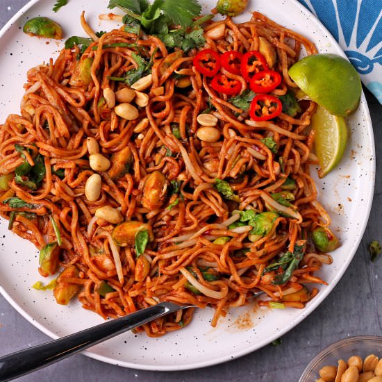 Thai Brussels sprouts and noodles - Recipe photo by veganwithgusto
