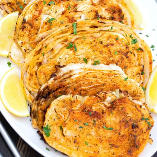 Air Fryer Cabbage Steaks - Recipe photo by peasandpeonies