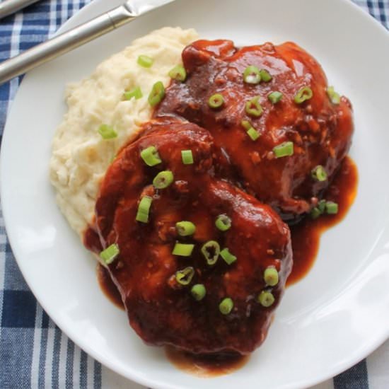 Saucy Crockpot BBQ Chicken - Recipe photo by MyRecipeReviews