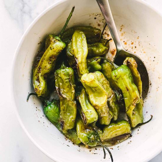 Blistered Shishito Peppers - Recipe photo by ThisHealthyTable