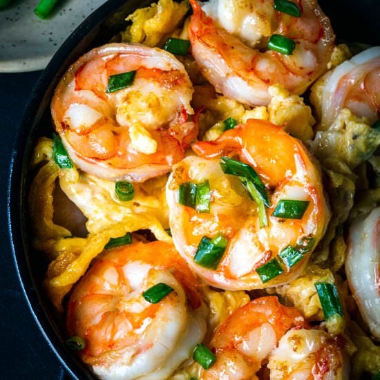 Prawns and Eggs stir fry - Recipe photo by cookingwithlei