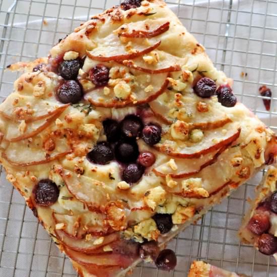 Pear, Grape & Blue Cheese Focaccia - Recipe photo by Sinful Kitchen