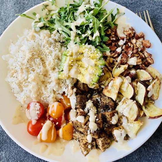 Buddha Bowl with Tahini Dressing - Recipe photo by cokocooks