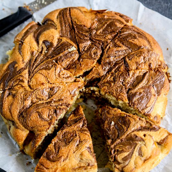 Peanut Butter Nutella Swirl Cake - Recipe photo by The Desserted Girl