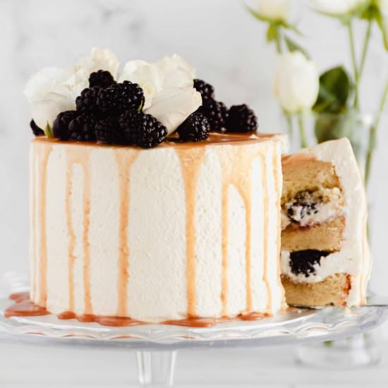 Salted Caramel Blackberry Cake - Recipe photo by FlouringKitchen
