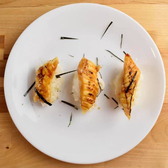 Unagi-Style Pike Nigiri - Recipe photo by The Intrepid Eater