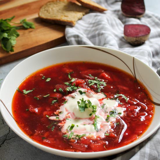 Traditional Beef Borscht Soup - Recipe photo by Cook Homey