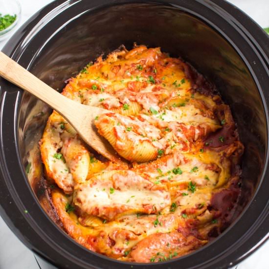 Crockpot Stuffed Shells - Recipe photo by familyfreshmeals