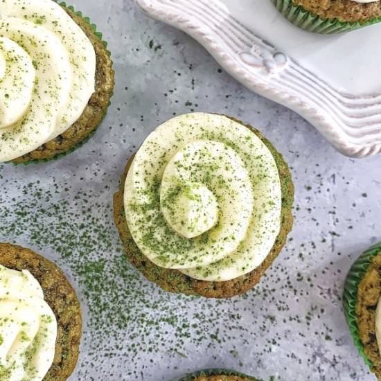 Matcha Cupcakes w/Coconut Frosting - Recipe photo by Theoregondietitian