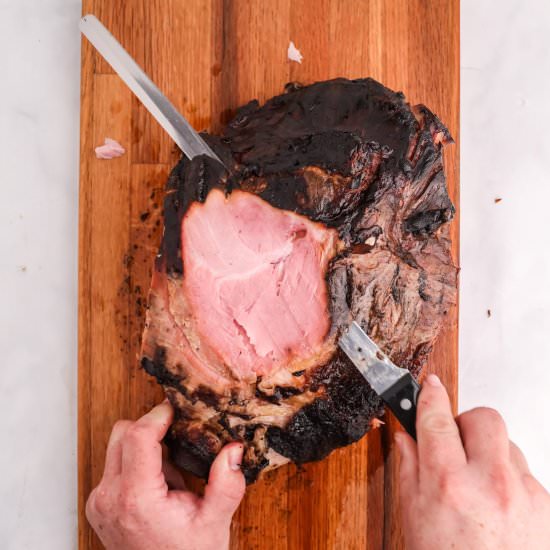 Smoked Bone-in Leg of Ham - Recipe photo by BBQing With The Nolands